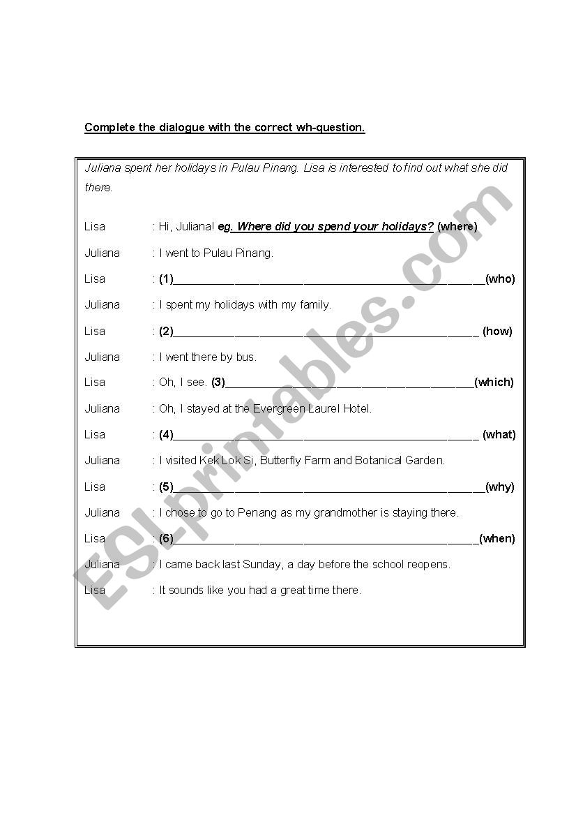 WH-words worksheet