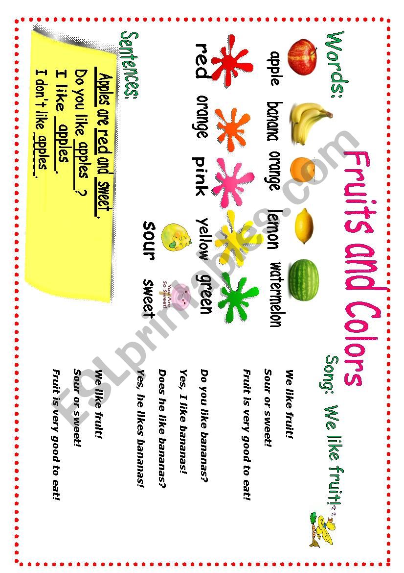 fruits and colors worksheet