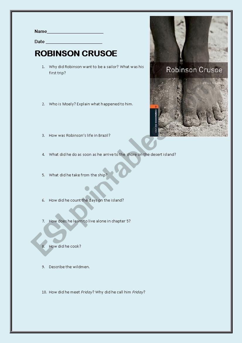 Robinson Crusoe (Oxford bookworm) EXAM or WORKSHEET