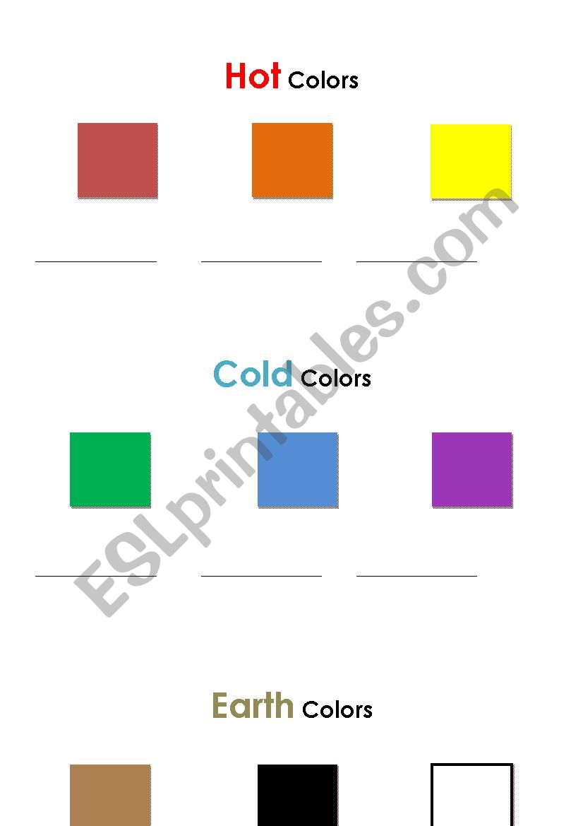 Colors : hot vs. cold vs. earth