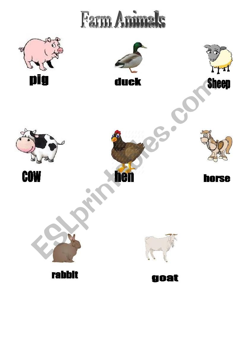Farm animals Pictionary  worksheet