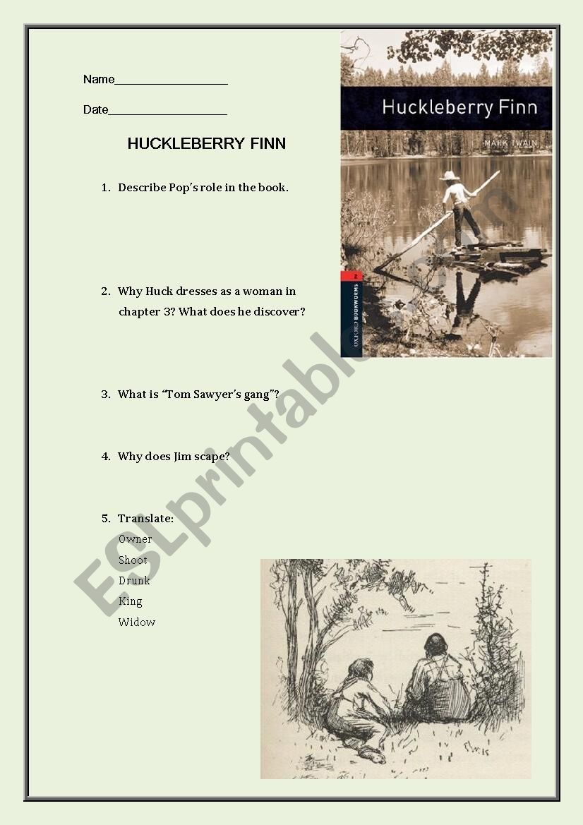 Huckleberry Finn (Oxford Bookworms) exam or worksheet