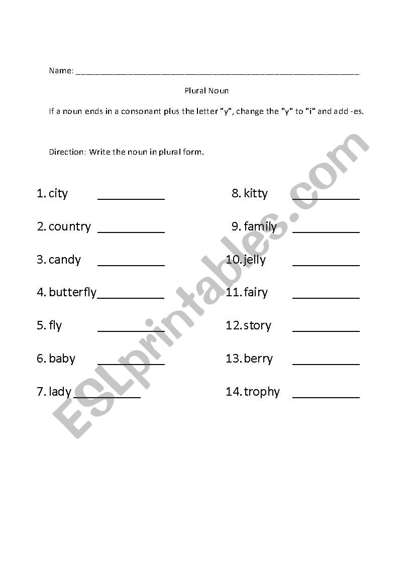 Plural Nouns worksheet