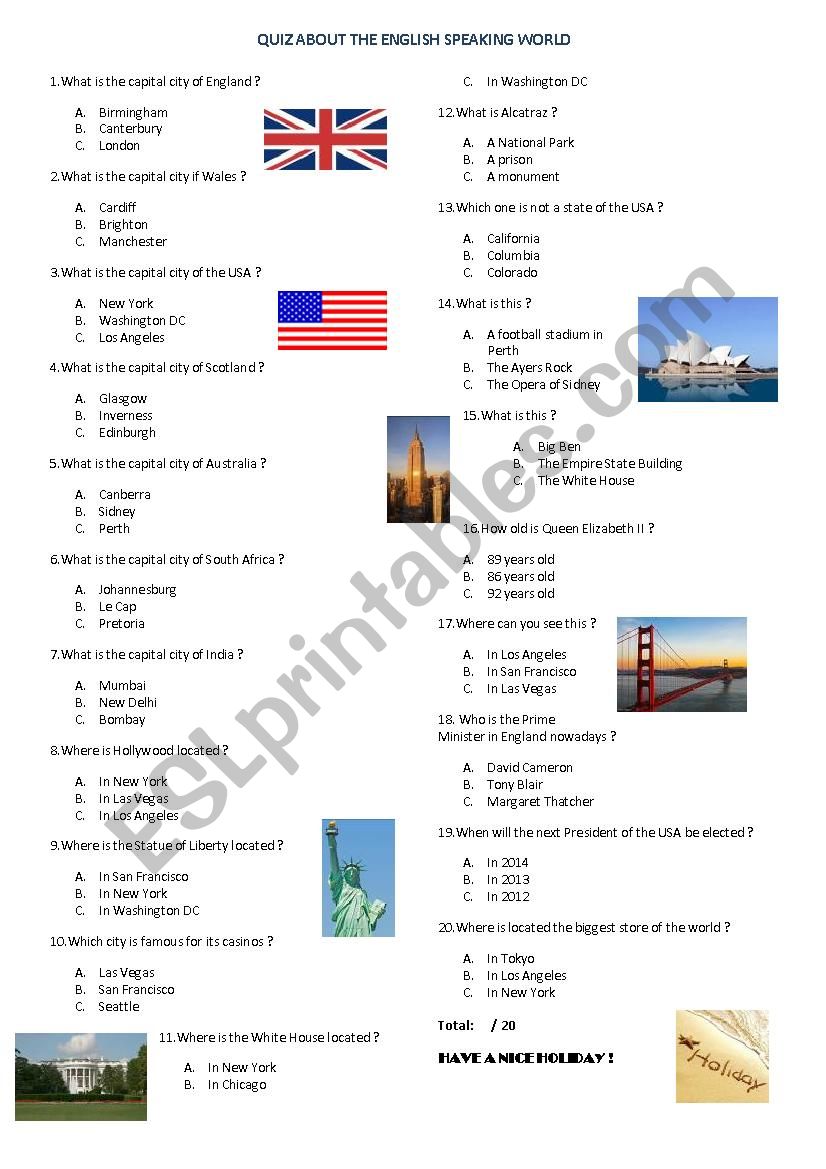 Quiz about the English Speaking World