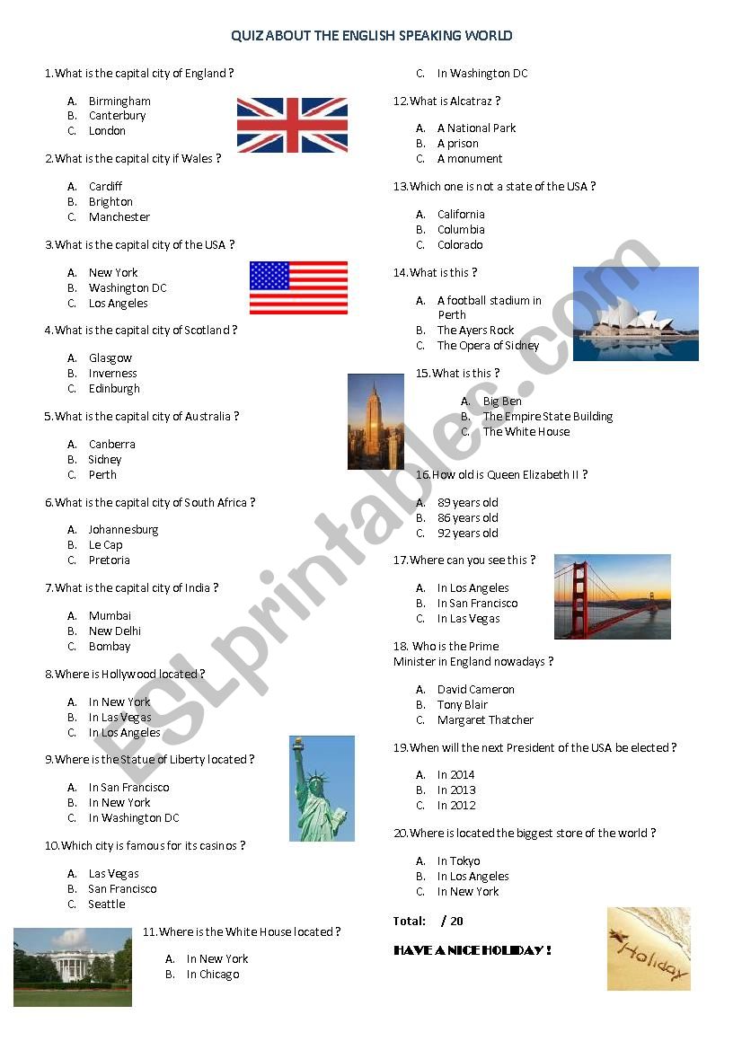 Quiz about the English Speaking World