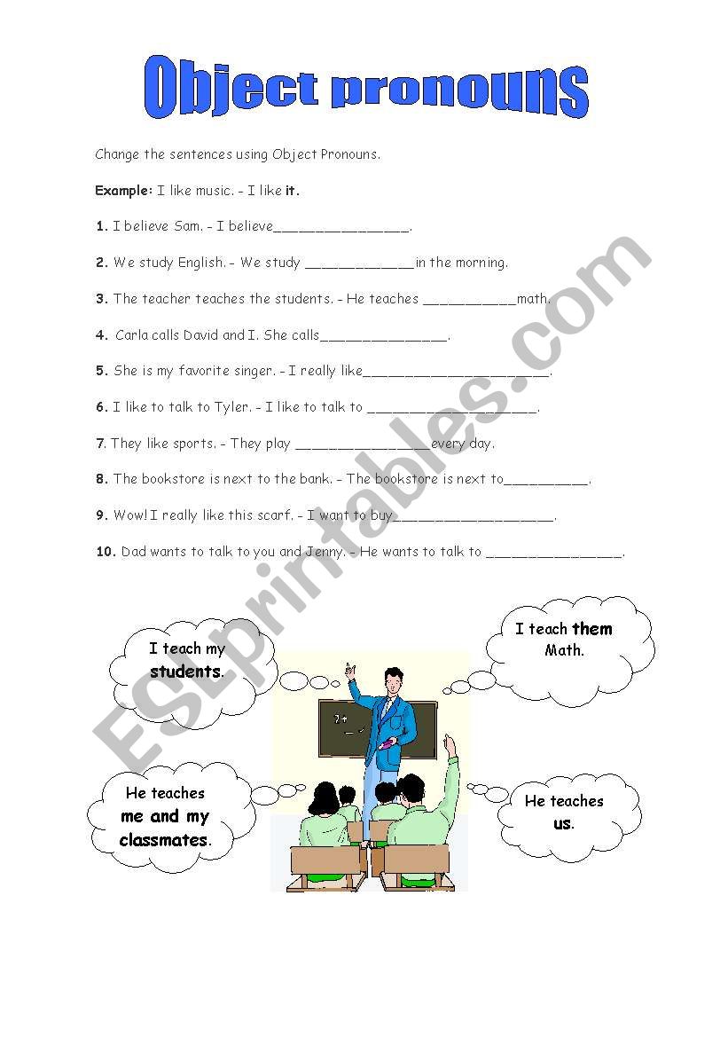 Object pronouns worksheet