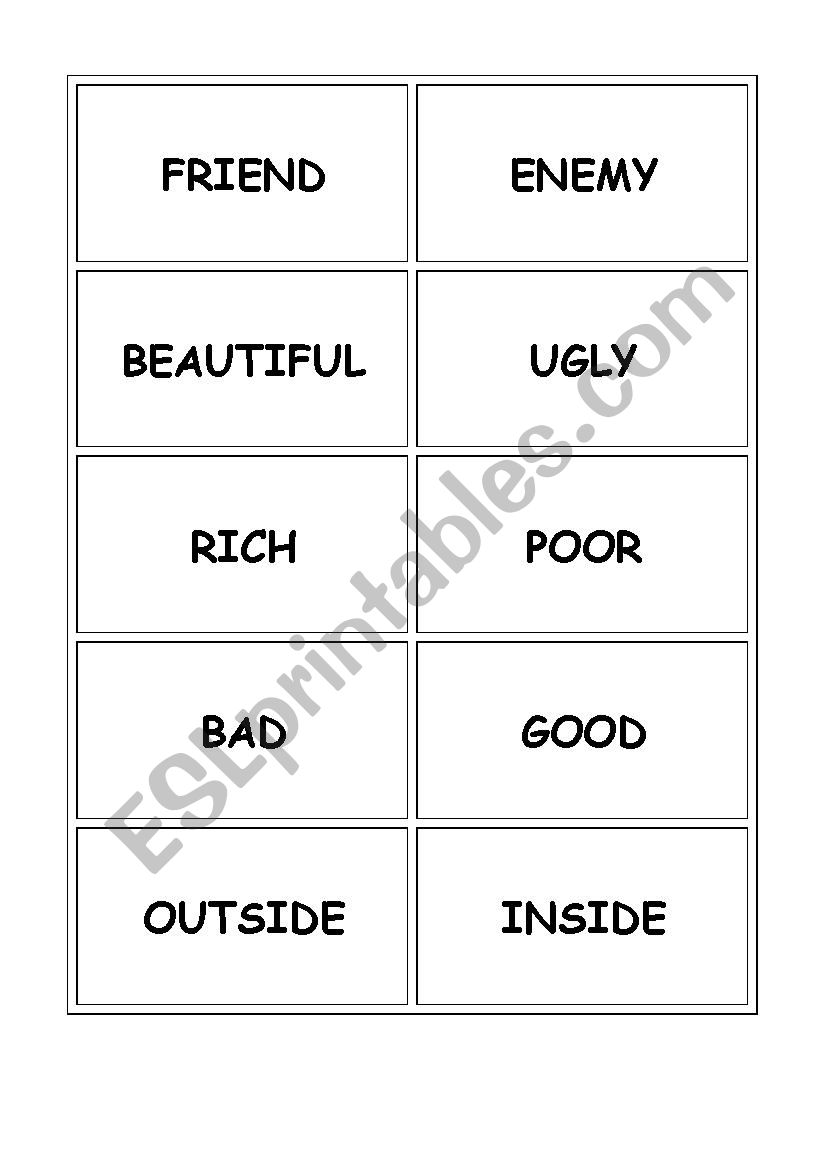 opposite adjectives- memory cards