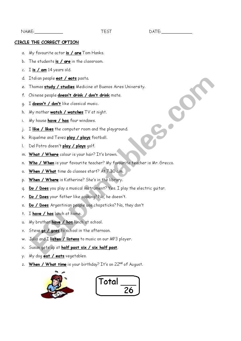 PRESENT SIMPLE worksheet