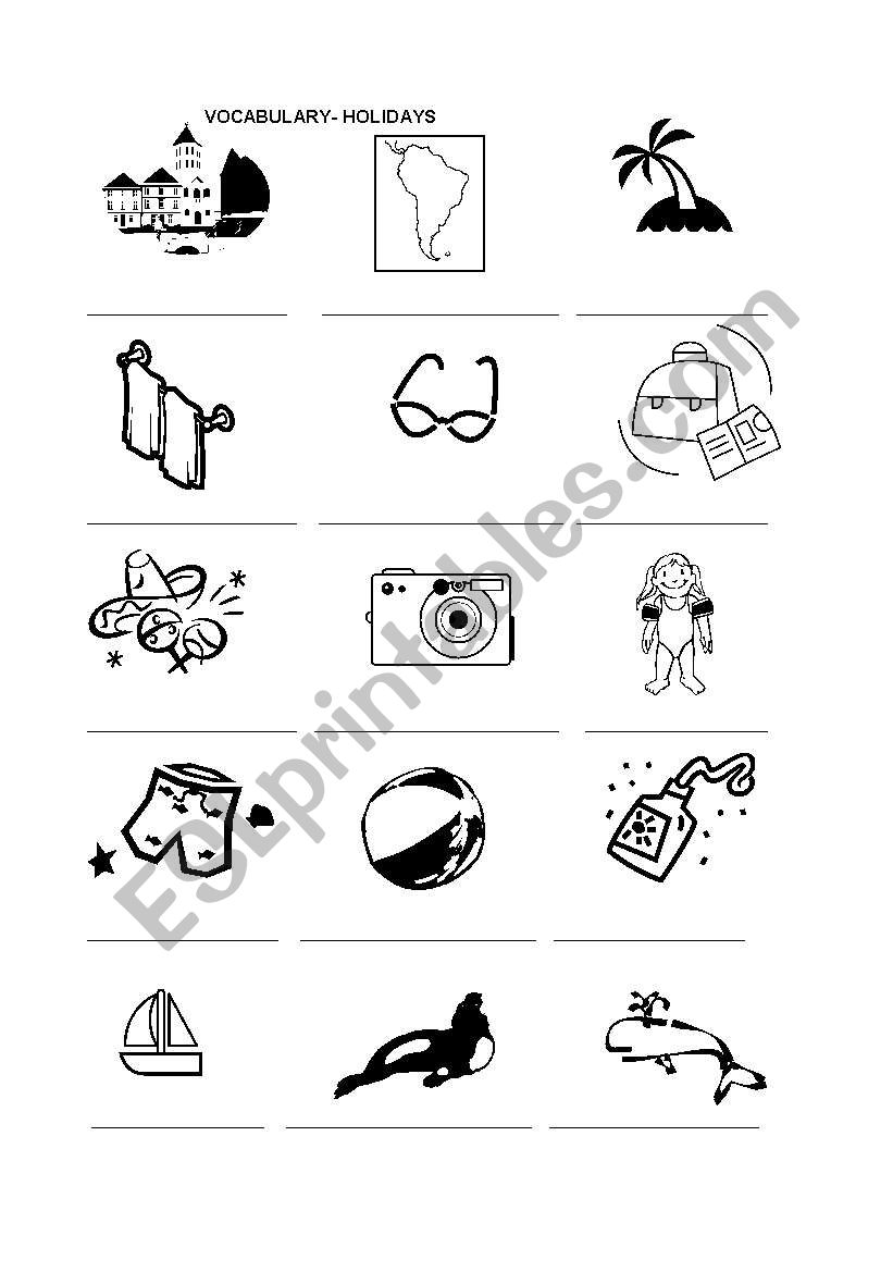 vocabulary holidays worksheet