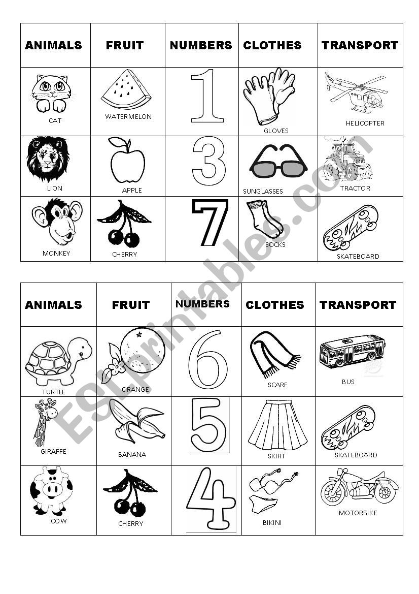 VOCABULARY BINGO 6 OF 8 worksheet