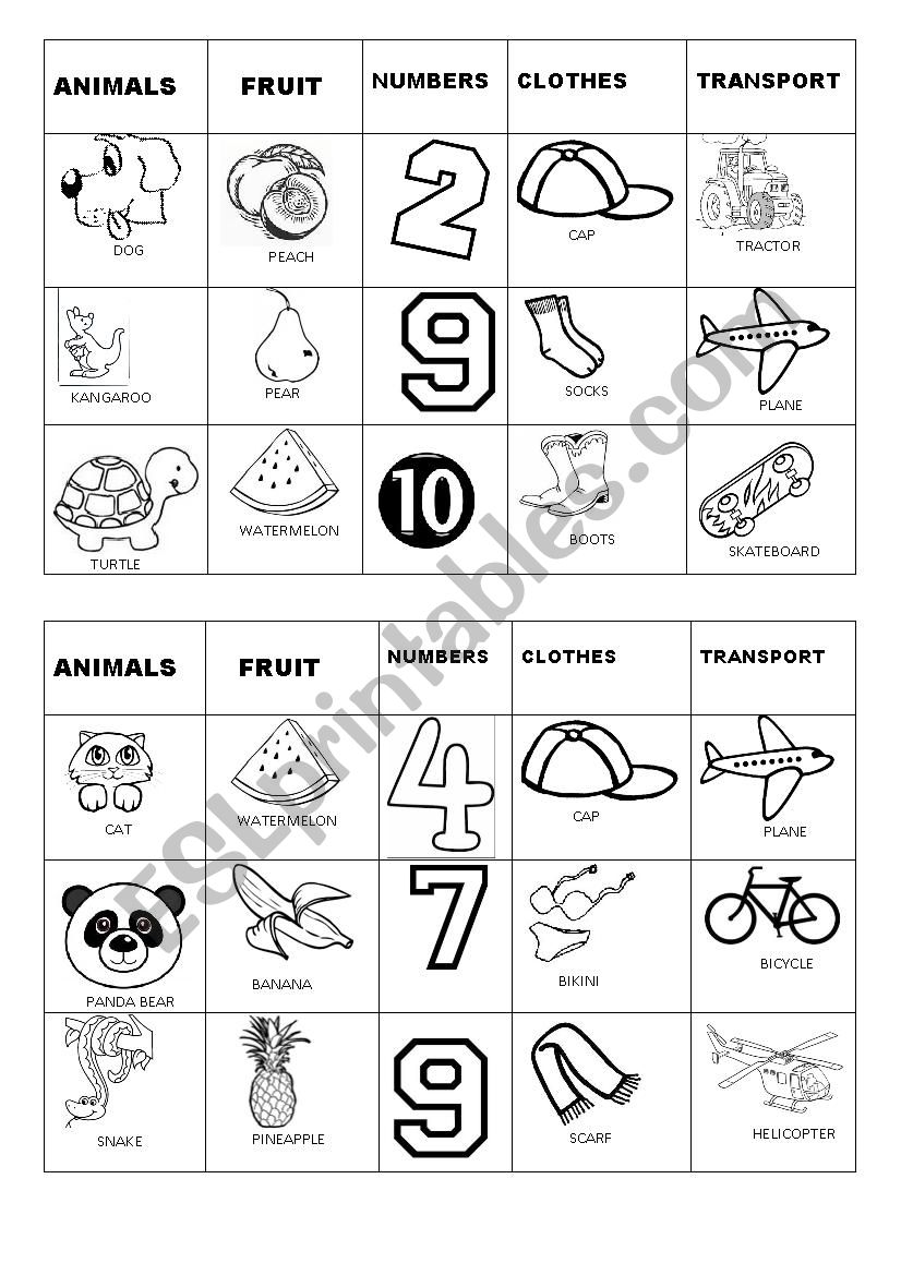 VOCABULARY BINGO 7 OF 8 worksheet