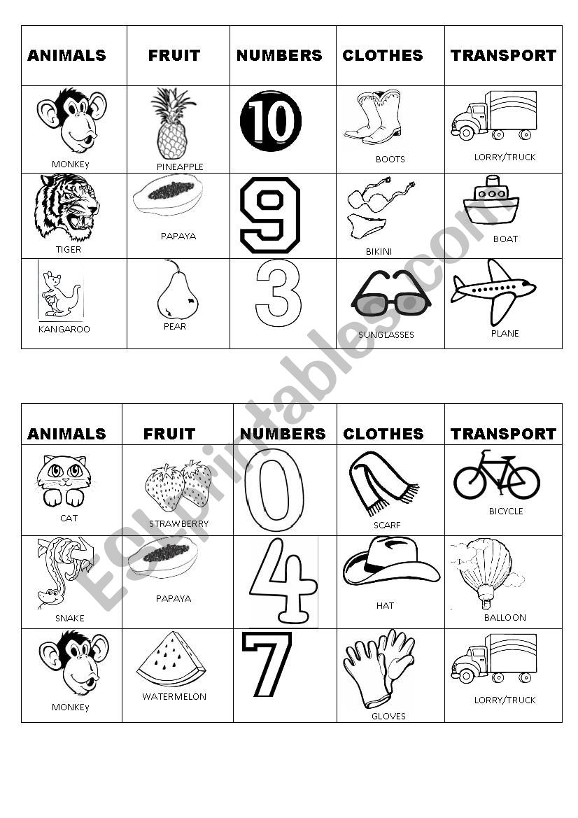 VOCABULARY BINGO 8 OF 8 worksheet