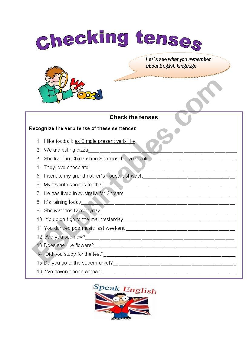 Checking tenses worksheet
