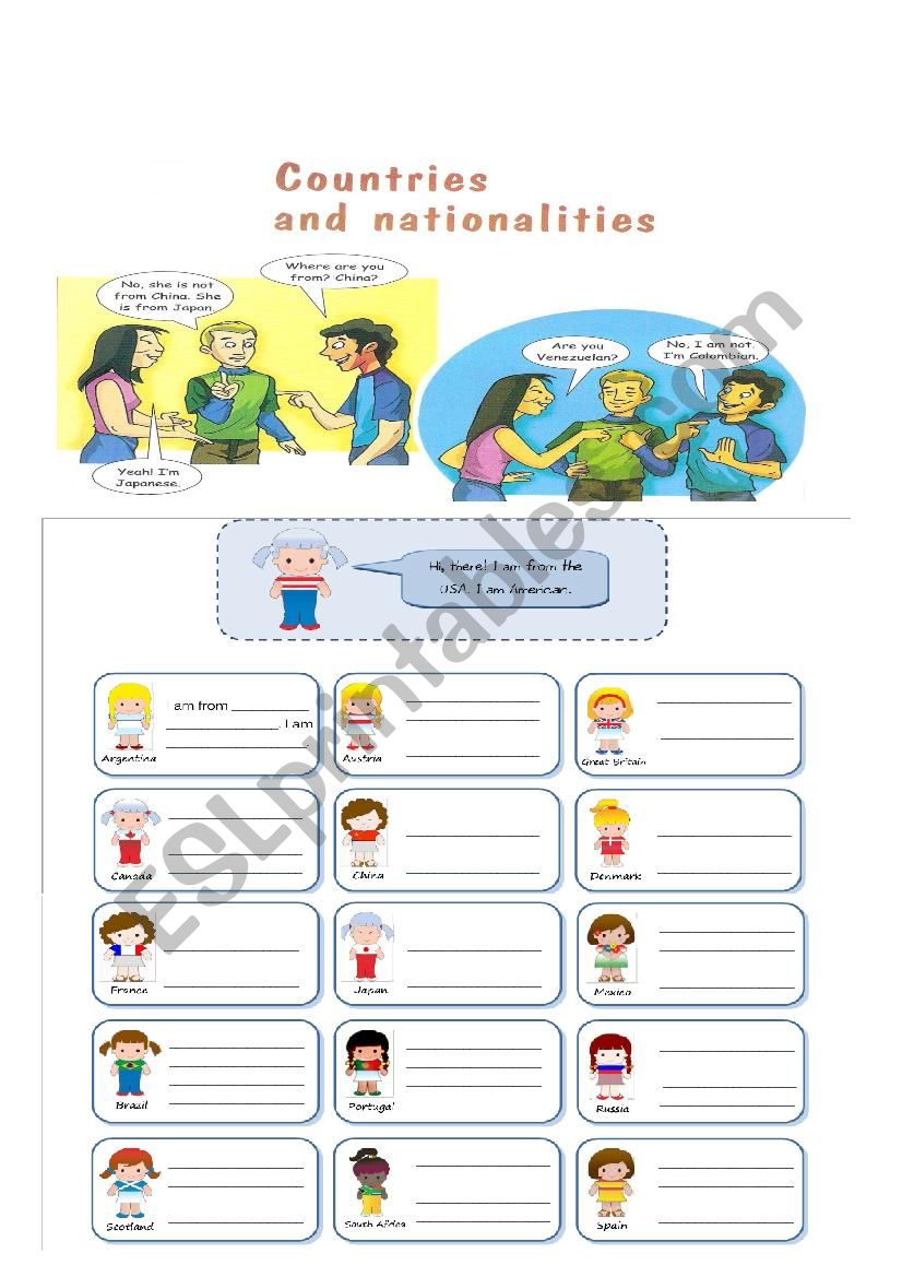 countries and nationalities worksheet