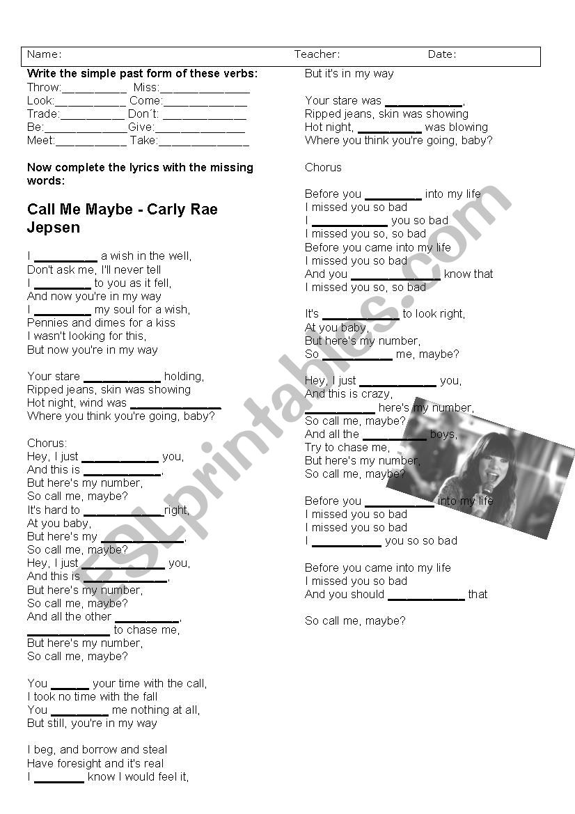 Call Me Maybe - With answer key!