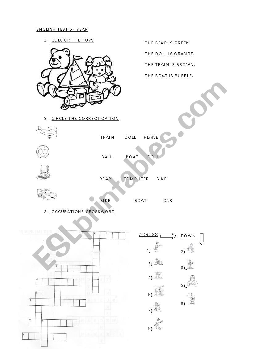 JOBS AND TOYS worksheet