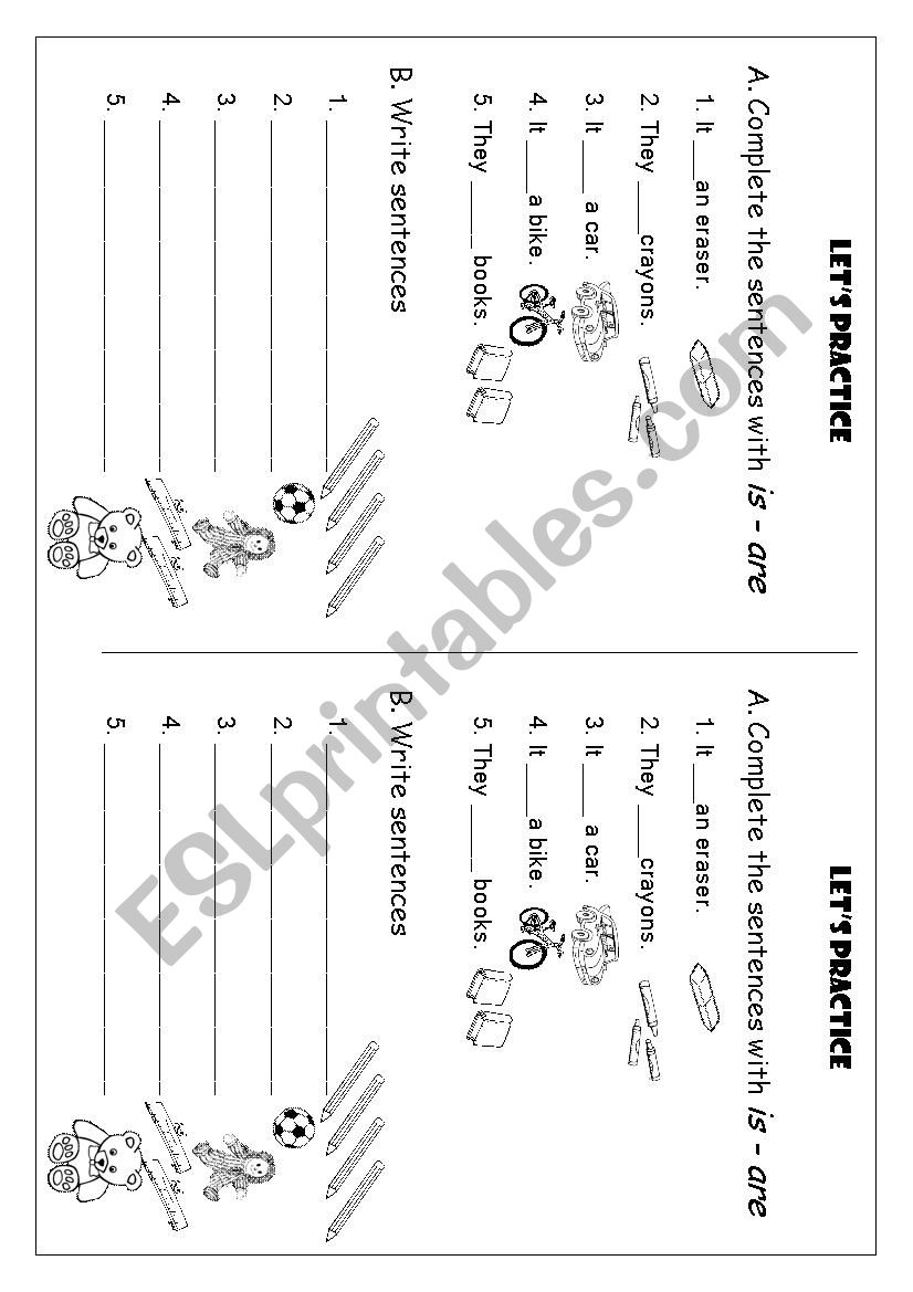 Verb to be - is / are worksheet