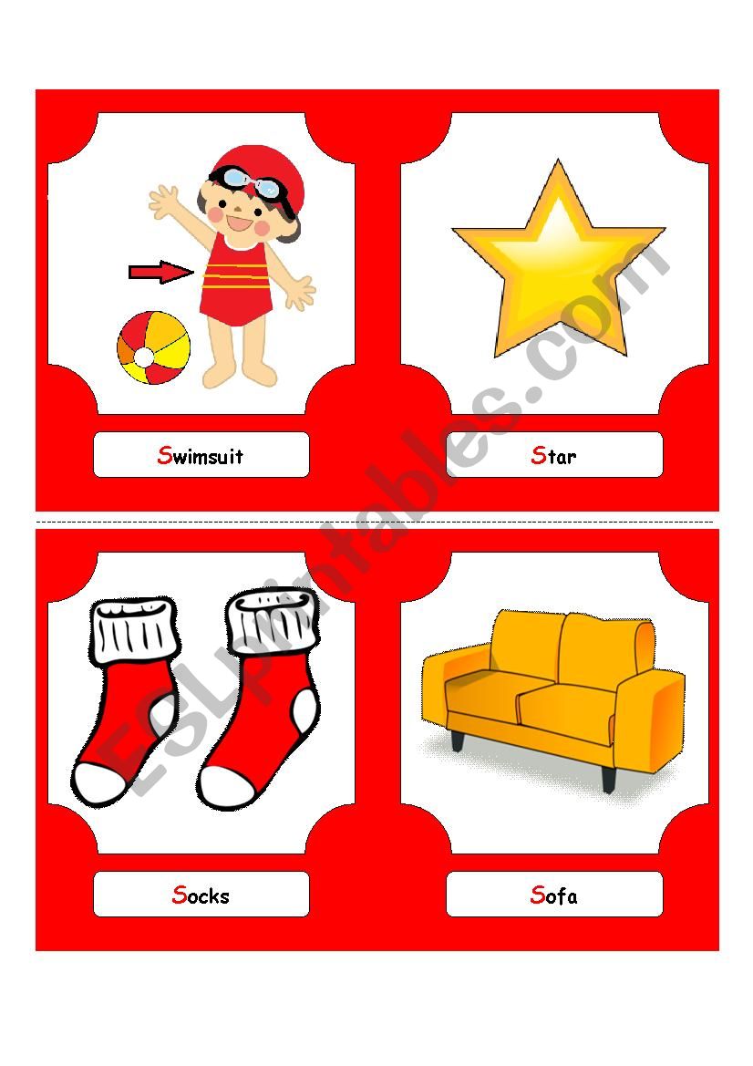 Alphabet Words - S  (flash cards)
