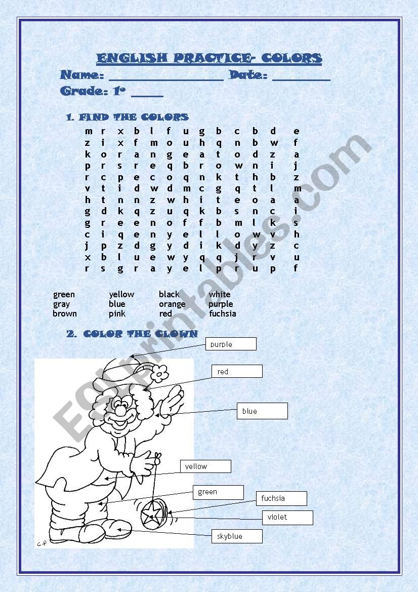 colors worksheet