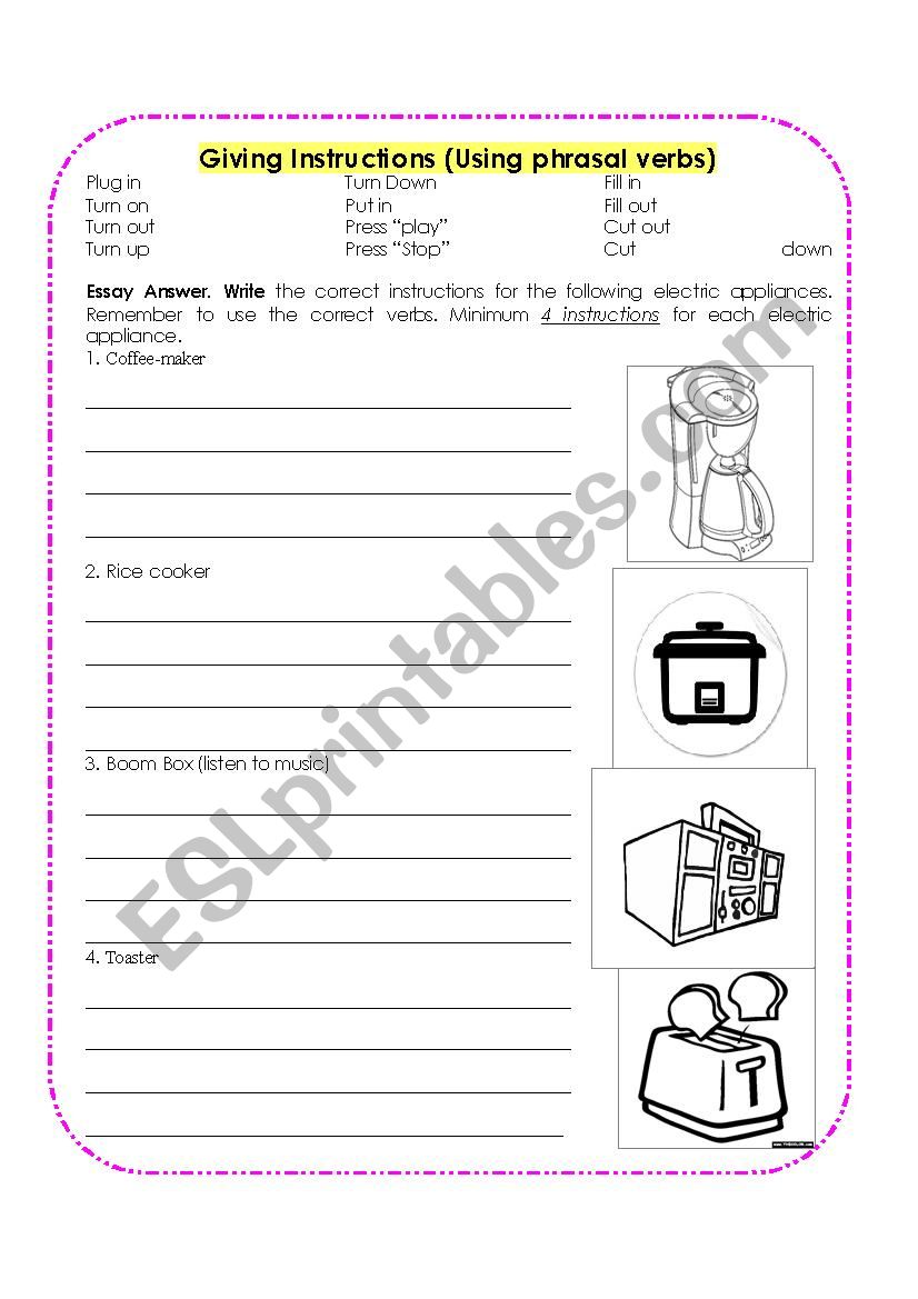 Giving Instructions Esl Worksheet By Natilu