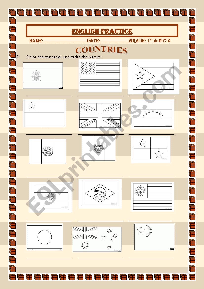 COUNTRIES worksheet