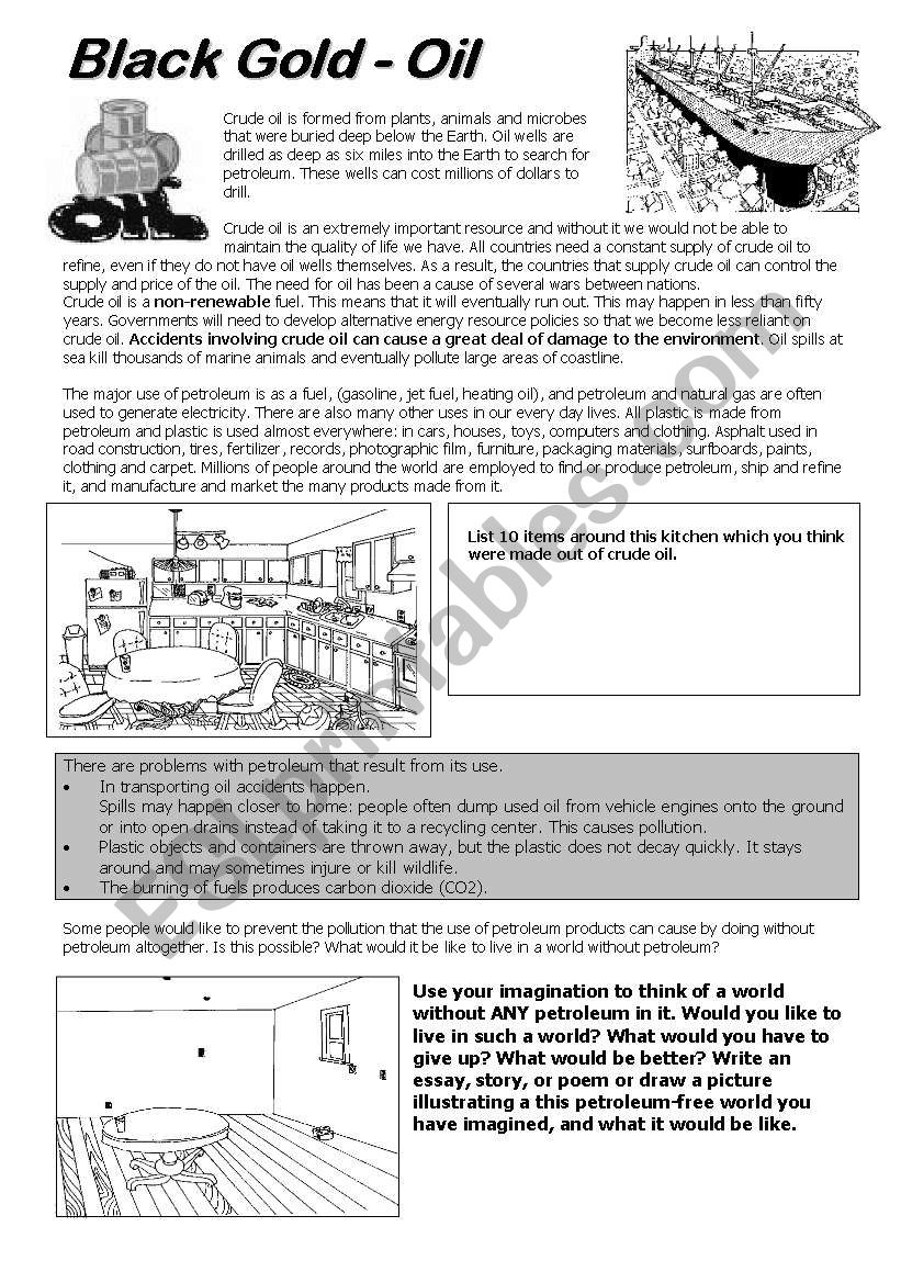 Black Gold - Oil worksheet