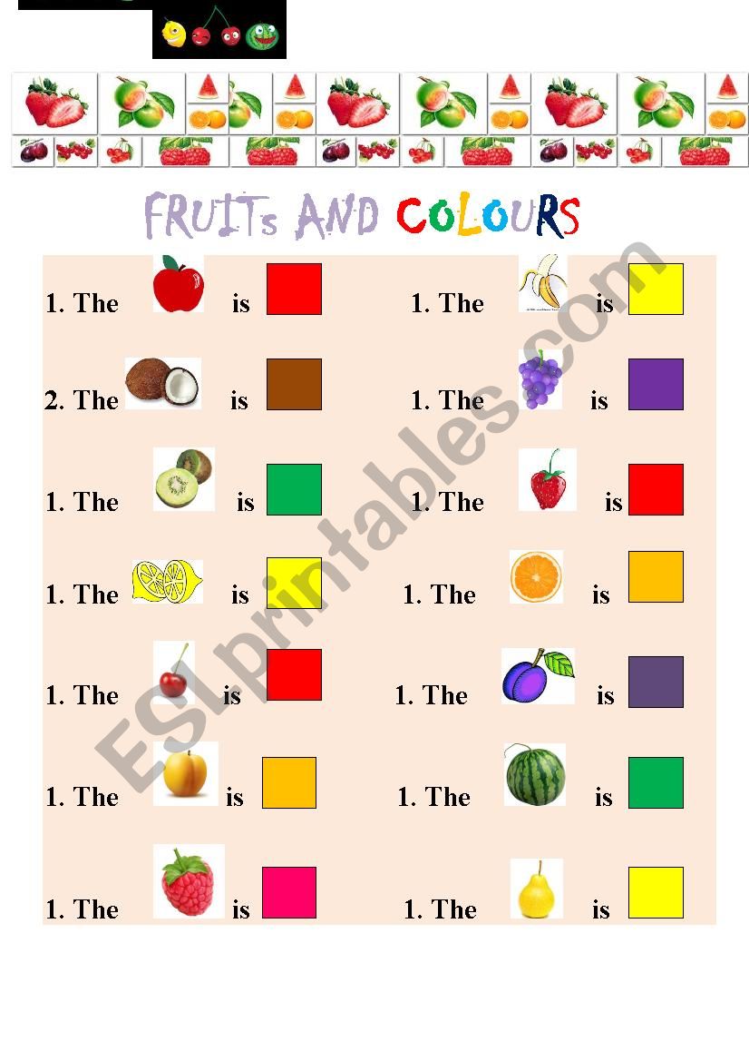FRUITs AND COLOURS worksheet
