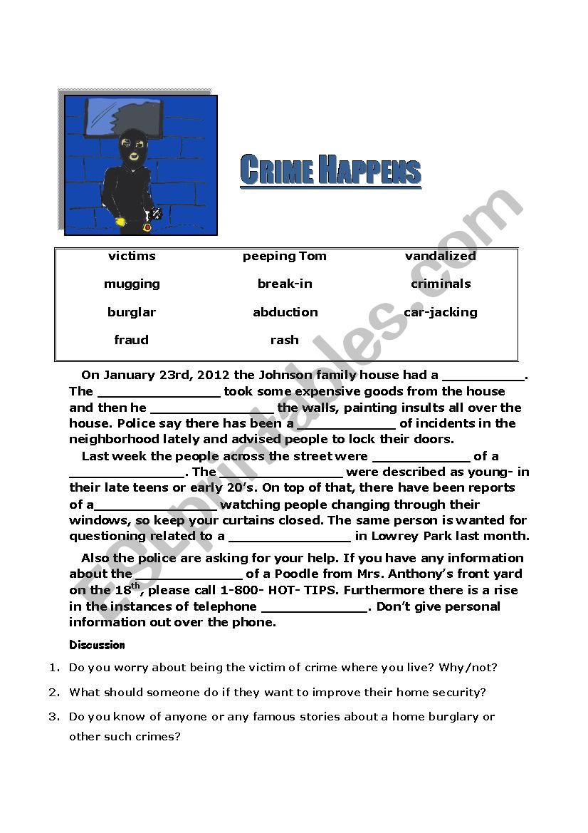 Lets Discuss- Crime worksheet