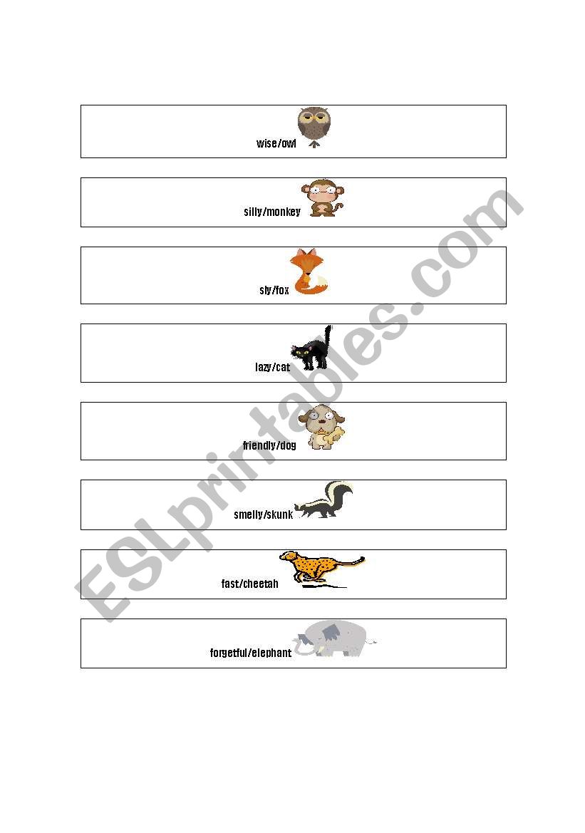 Animal Adjectives worksheet