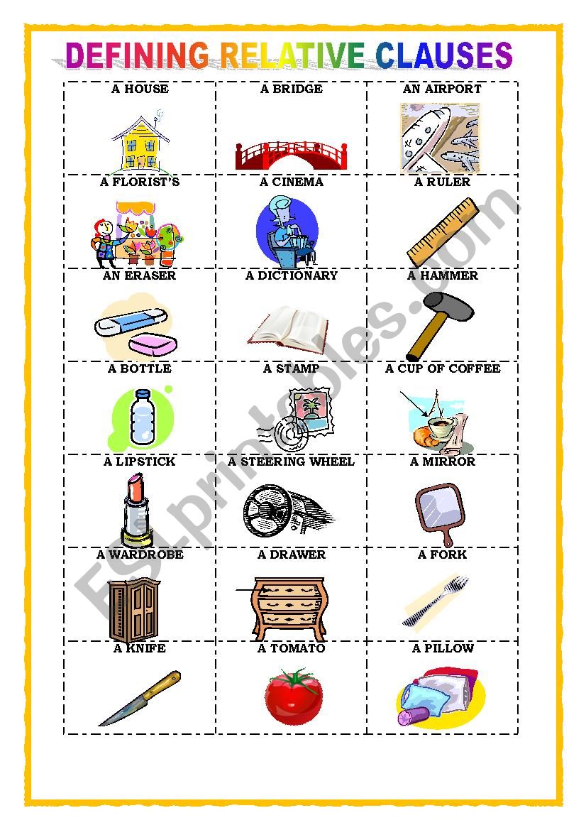 defining relative clauses 1  worksheet