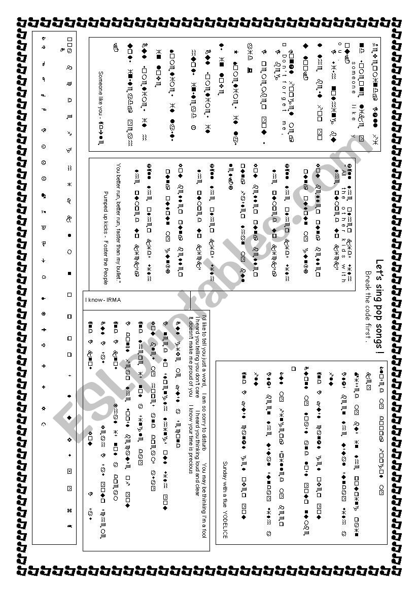 Lets sing pop songs worksheet