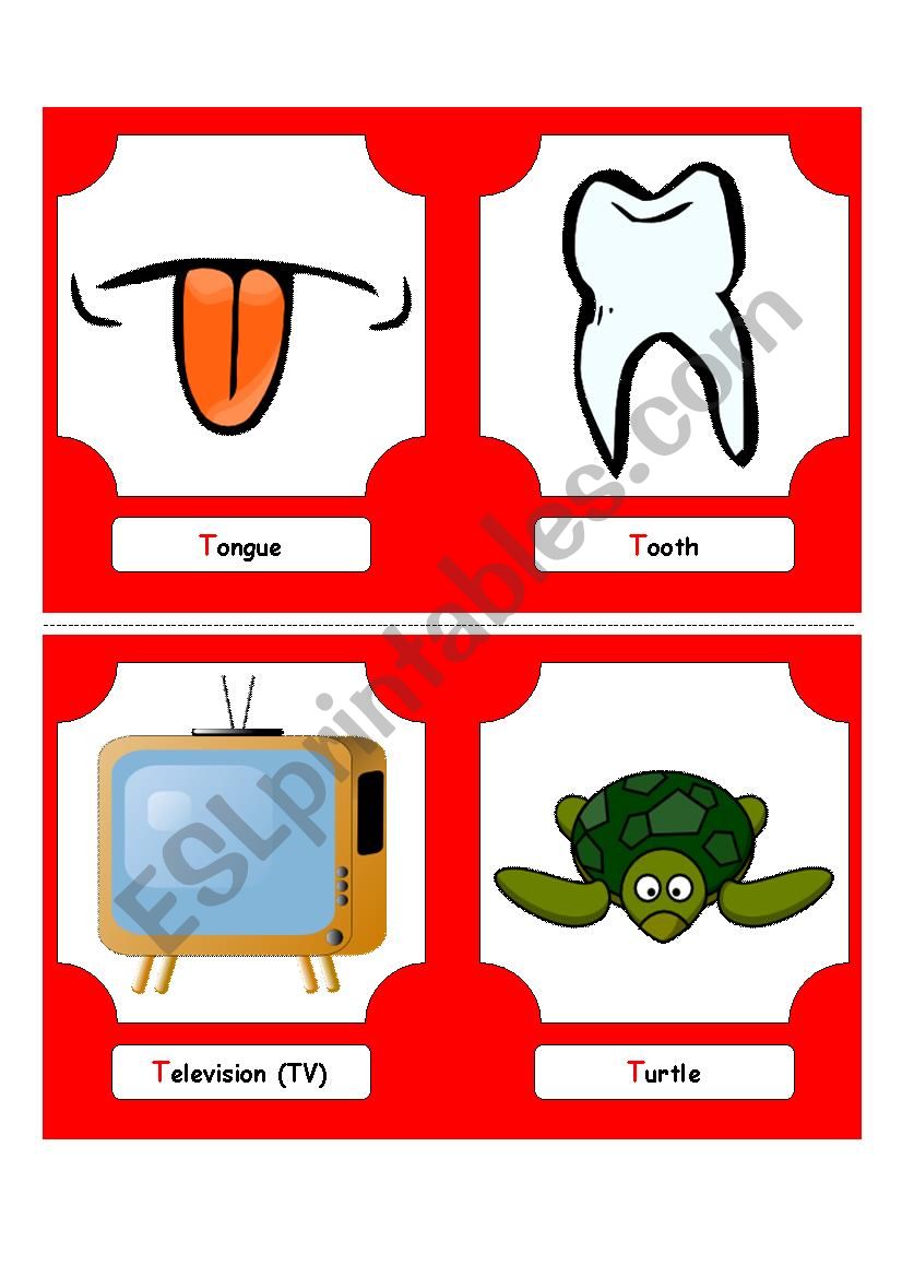 Alphabet Words - T  (flash cards)