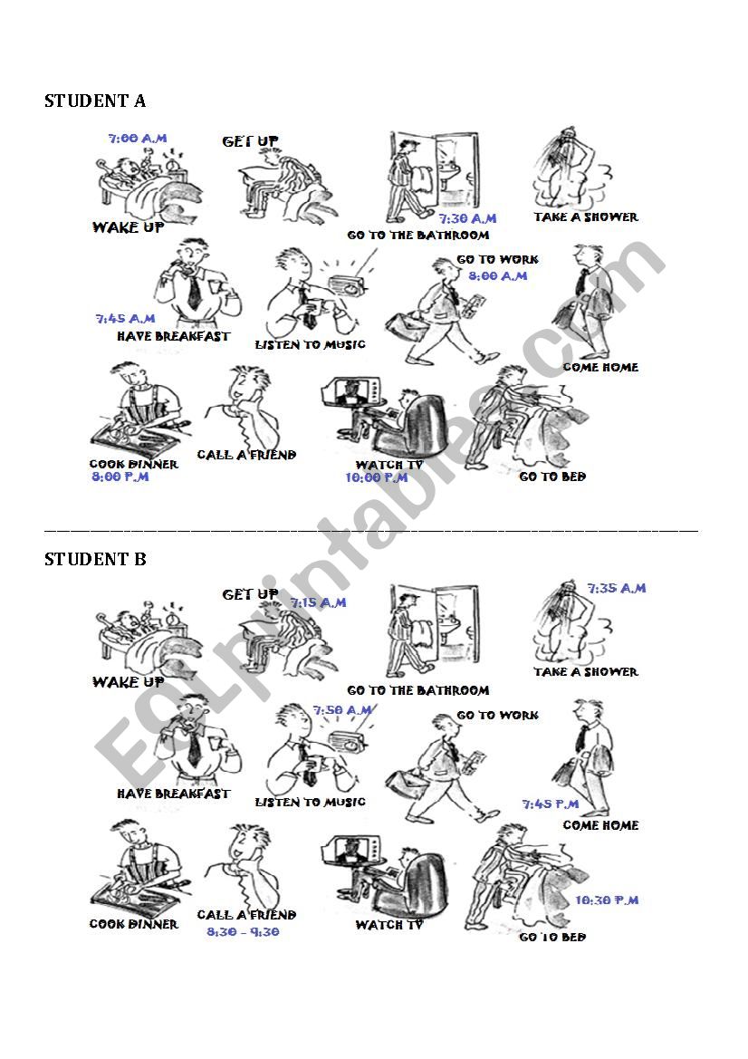 Daily routine Speaking activity