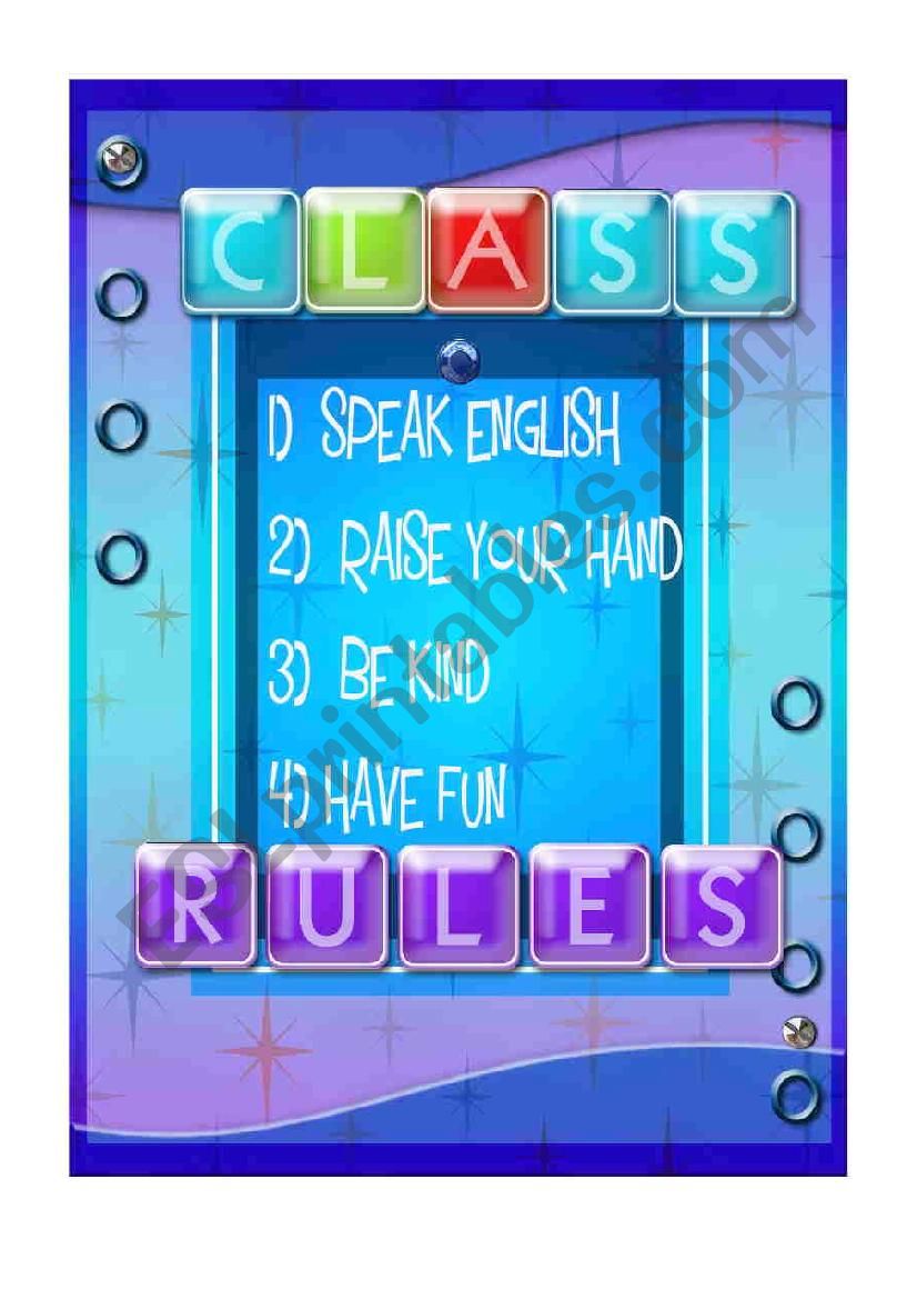 CLASS RULES POSTER worksheet