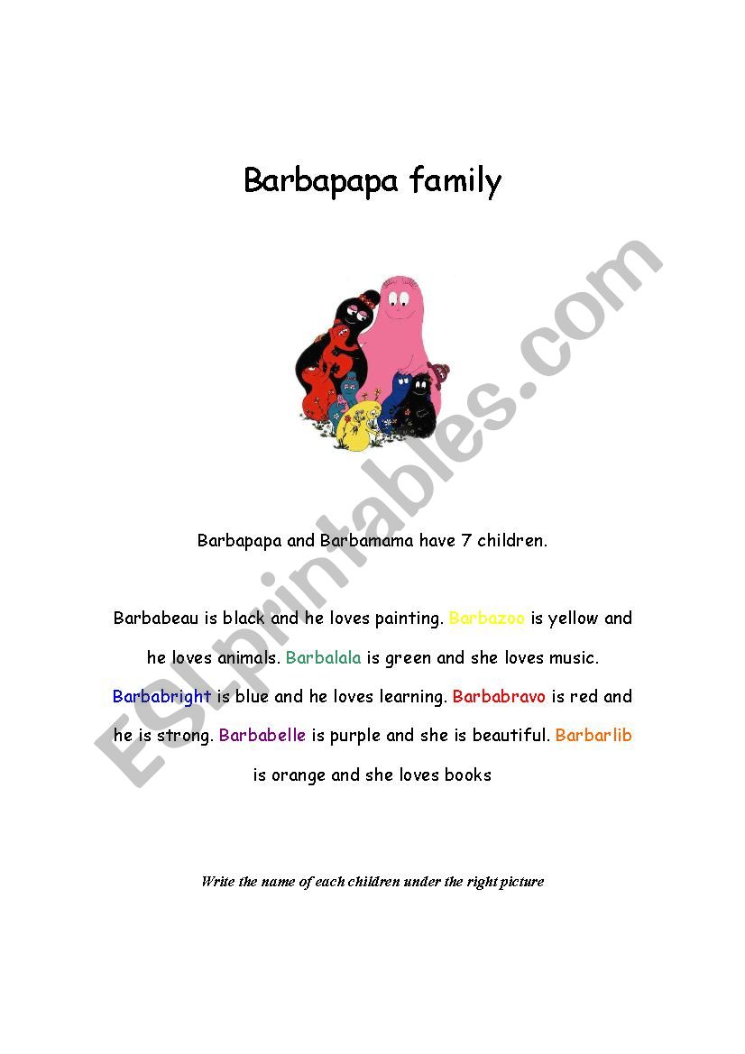 The colors with the Barbapapa family