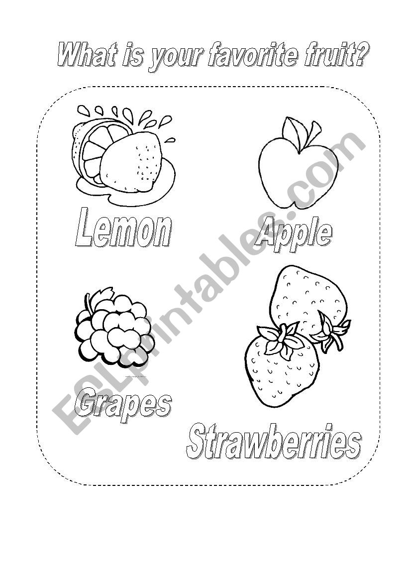 Fruits pictionary worksheet