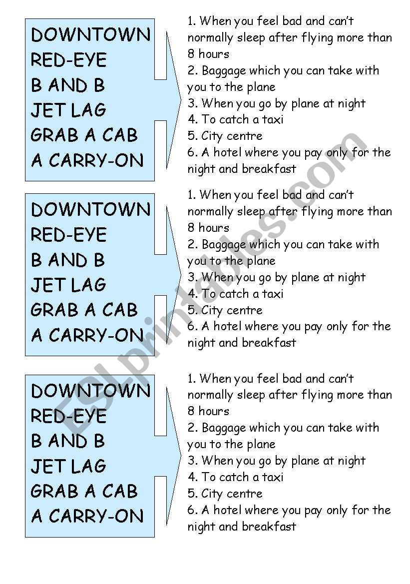 Travelling Idioms worksheet