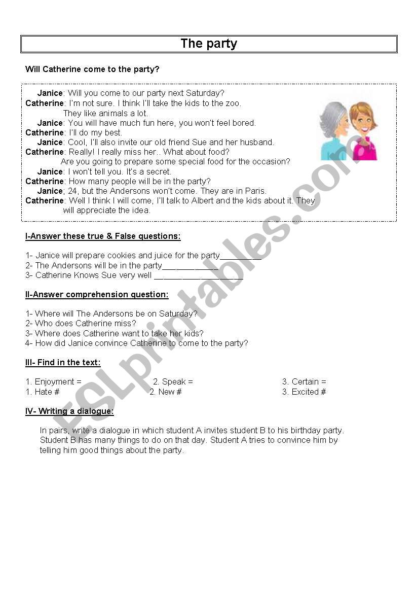 The party  (Future tense)  worksheet
