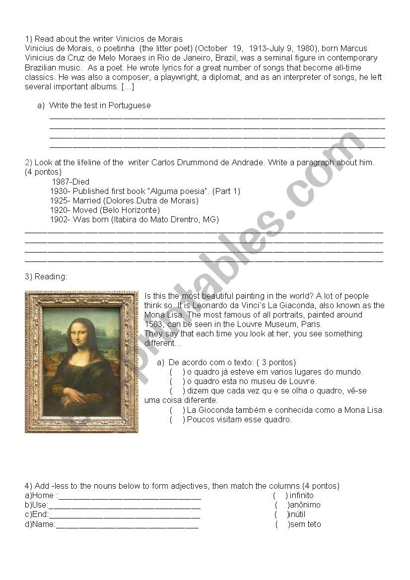 literature worksheet