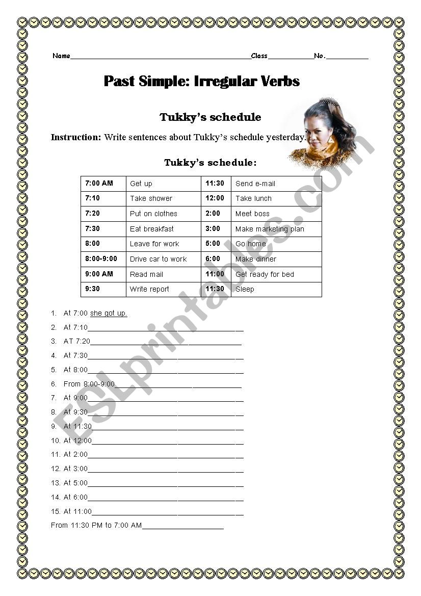 Past Simple: Irregular Verbs worksheet