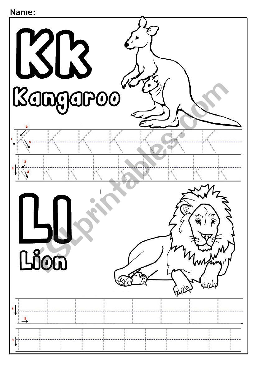 K and L worksheet