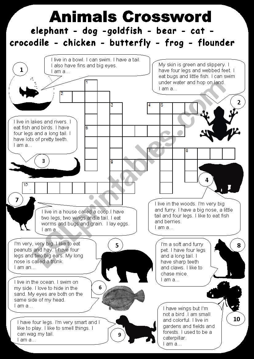 animals.crossword worksheet