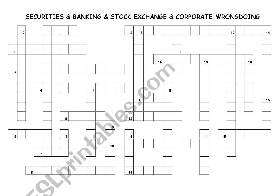 Finance CROSSWORD worksheet