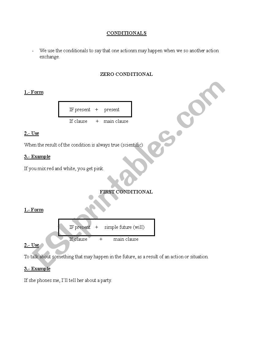 CONDITIONALS worksheet