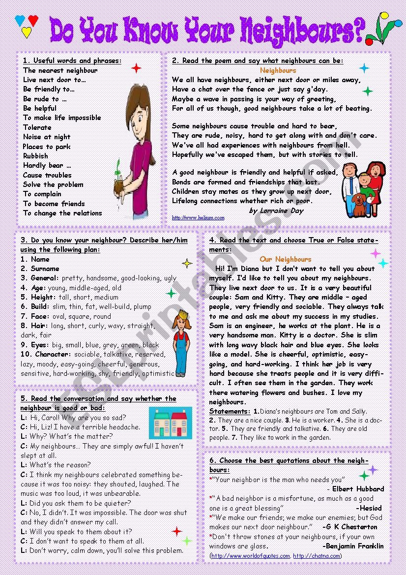 Do you know your neighbours? worksheet