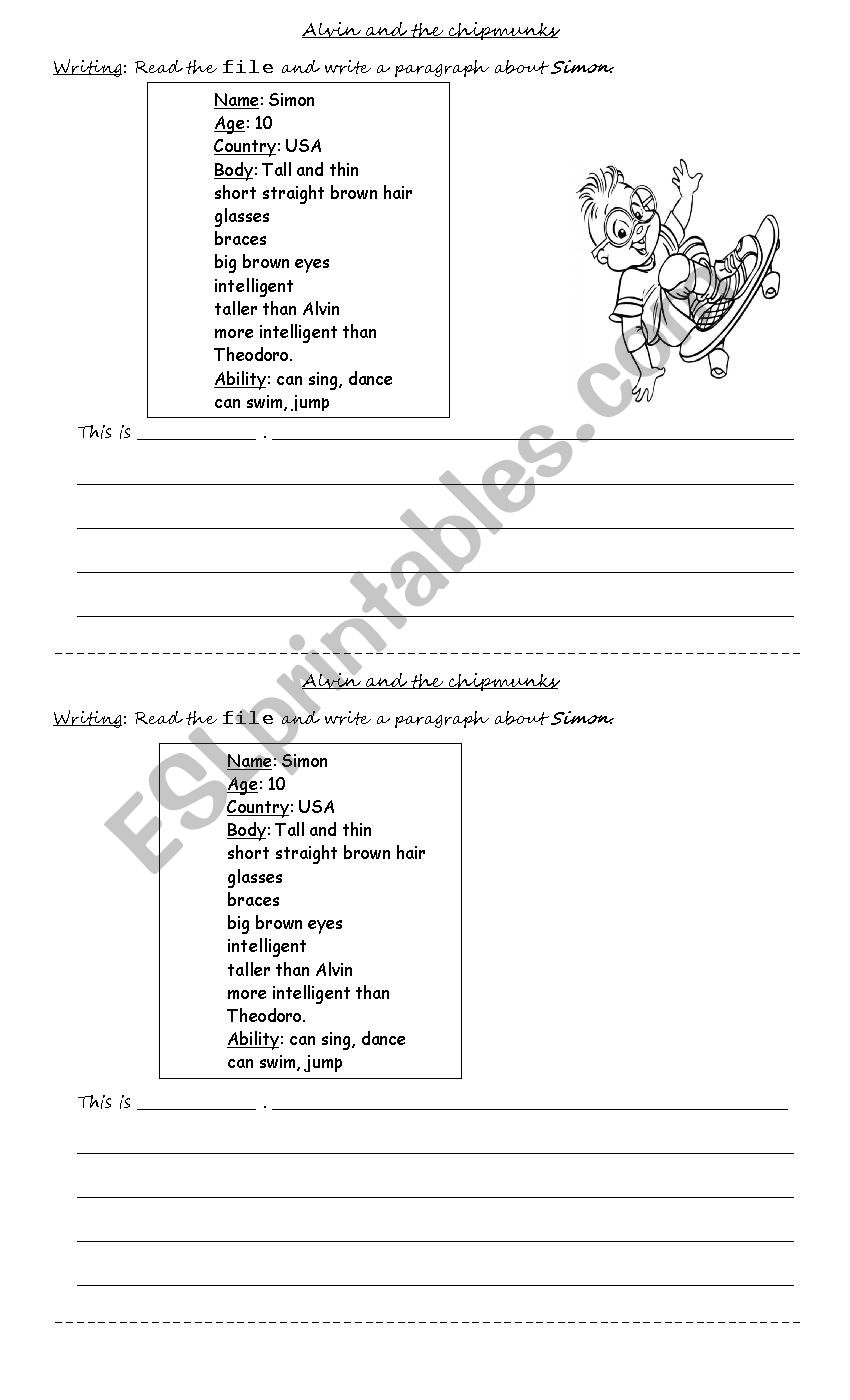 Alvin and the chipmunks worksheet