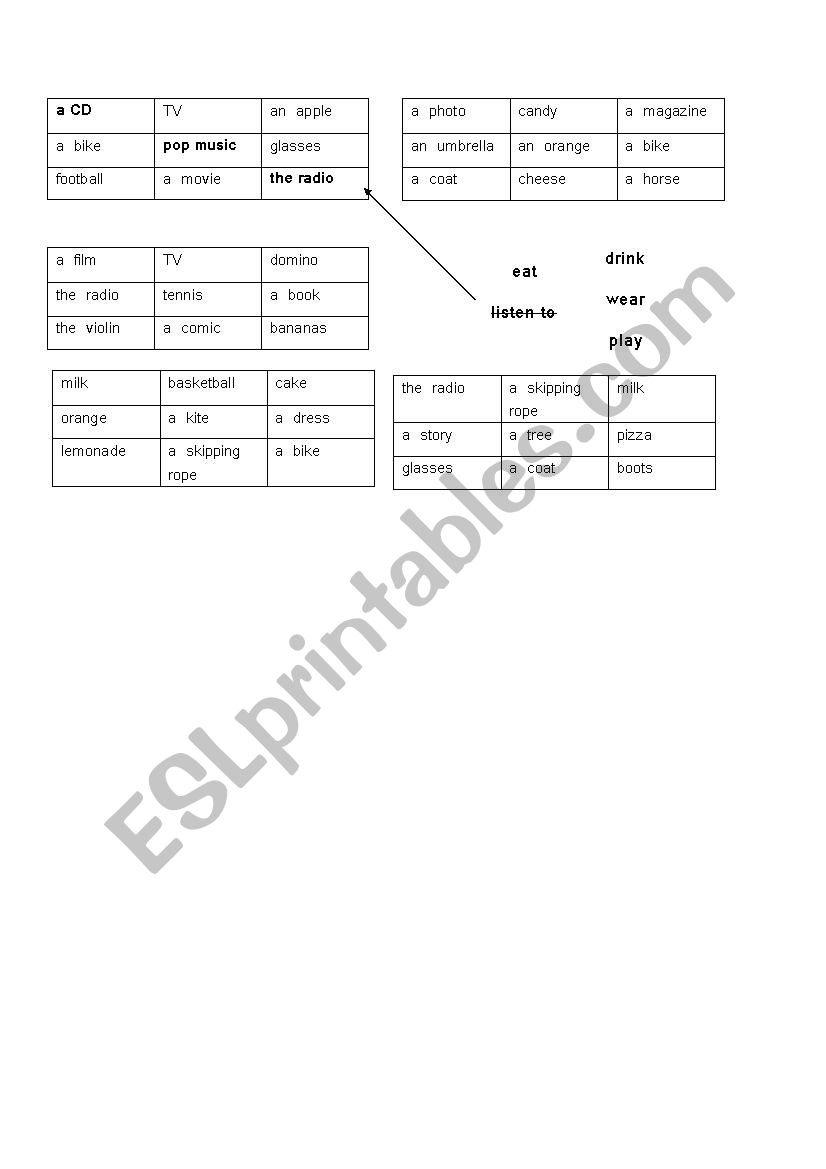 Three in line worksheet