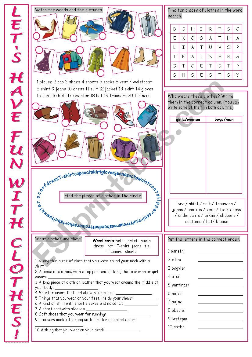 Lets Have Fun With Clothes! worksheet
