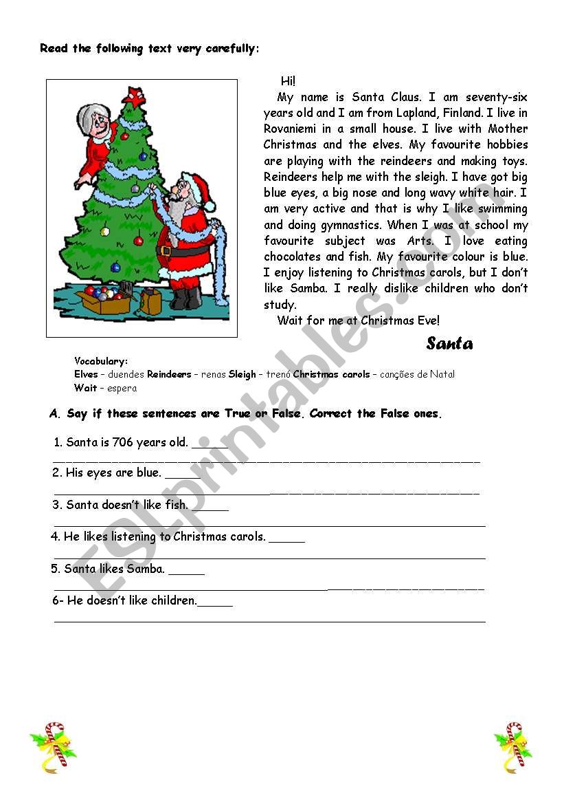 Santa Claus worksheet