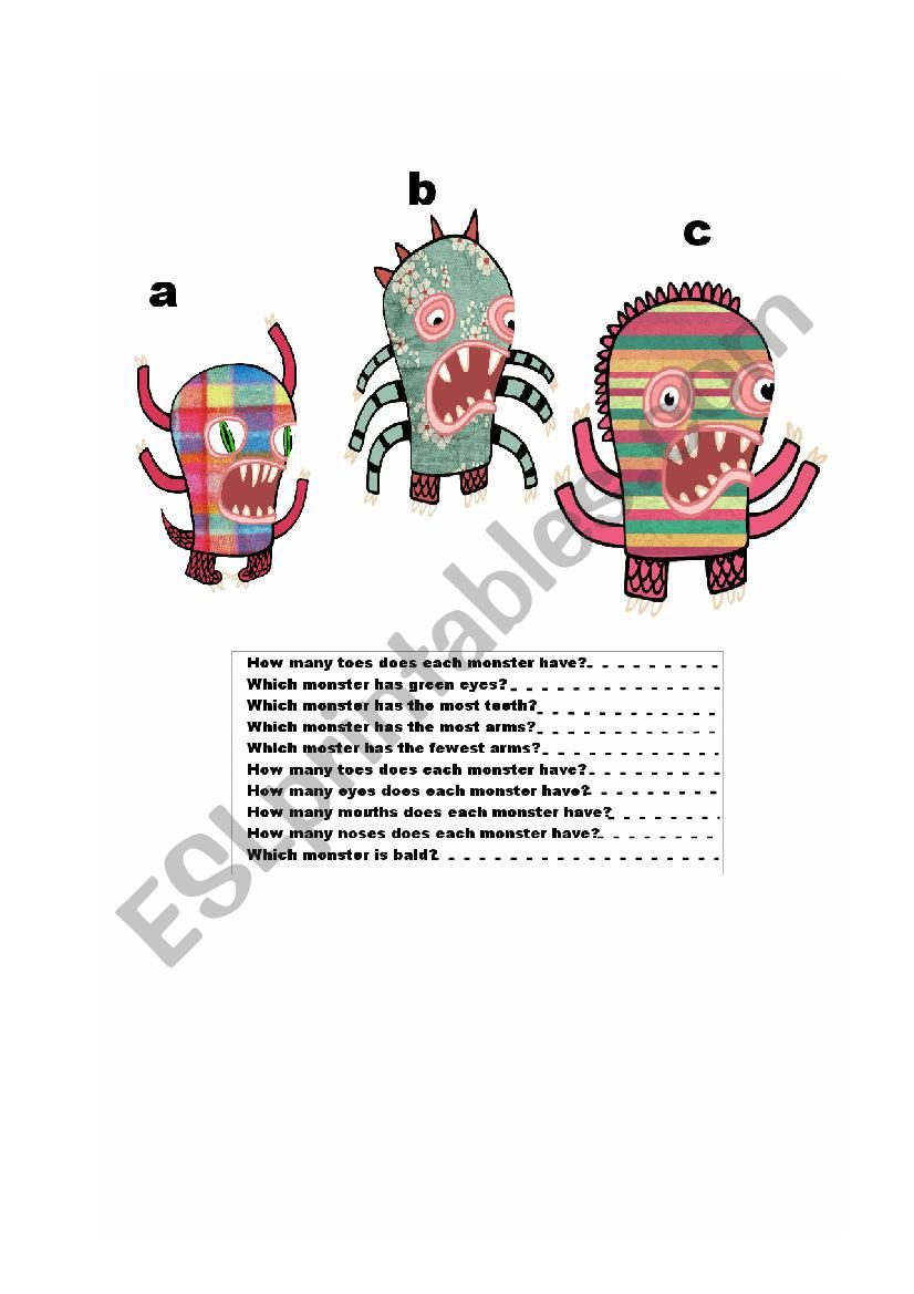 Monster Fun! worksheet